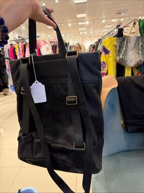 Black Women's Leather Backpack Tote - Sleek Everyday Carry